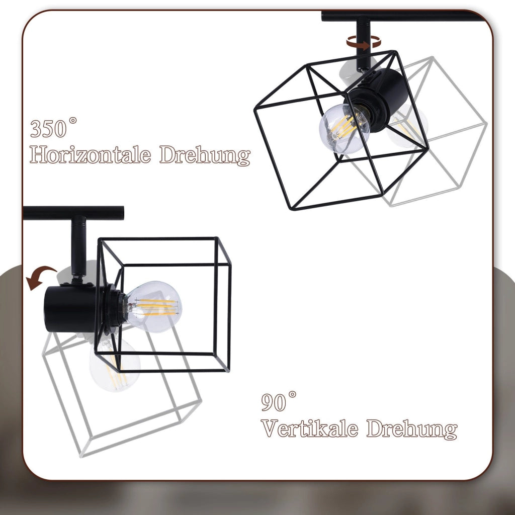 ZMH Faretto da soffitto 3 fiamme orientabile 350° lampada da soffitto vintage in metallo soggiorno