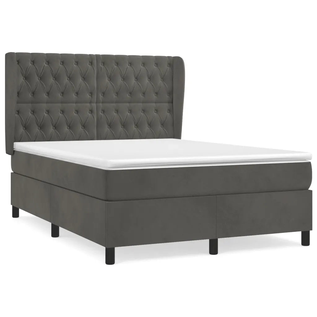 Giroletto a Molle con Materasso Grigio Scuro 140x190 cm Velluto 3129388