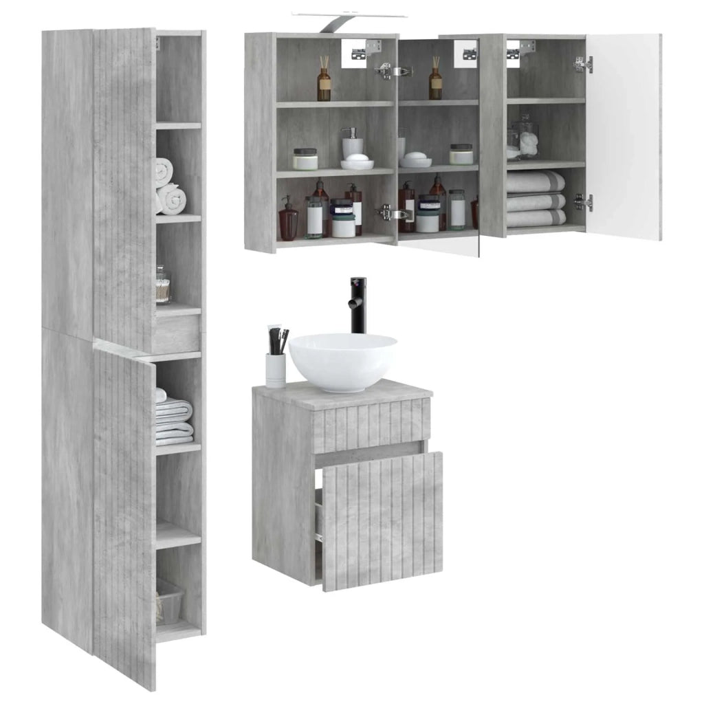 Set di Armadi da Bagno 5 pcs Grigio Cemento 43 x 16 x 62,5 cm 3407346