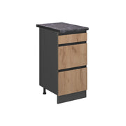 Vicco Mobiletto base per cucina Quercia dorata 40 cm con cassetti, PL Antracite