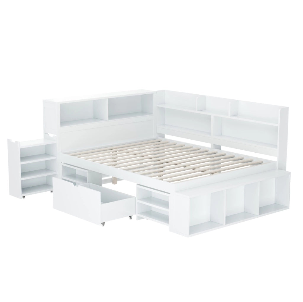 Letto singolo per bambini 140x200 cm con contenitori bianco