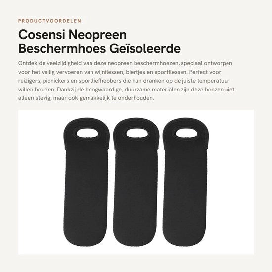 Set di protezione per bicchieri da vino/birra - 3 pezzi - Neoprene - Ideale per bicchieri da vino/birra - Duraturo e robusto - Mantiene i liquidi caldi/freddi - Imballaggio professionale - Protezione per bicchieri da vino