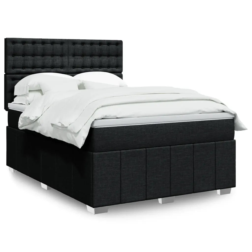 Giroletto a Molle con Materasso Nero 140x200 cm in Tessuto