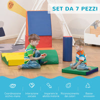Set 7 Blocchi Costruzioni Morbide per Bambini Multicolore