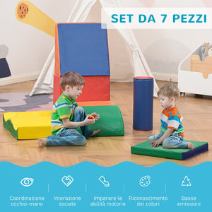 Set 7 Blocchi Costruzioni Morbide per Bambini Multicolore