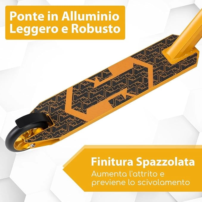 Scooter Acrobatico per Bambini, Monopattino Freestyle con 2 Ruote PU e Ampia Pedana in Alluminio, Scooter Pro per Trucchi Leggero da Strada per Bambini 10+ Anni, Carico 100 KG