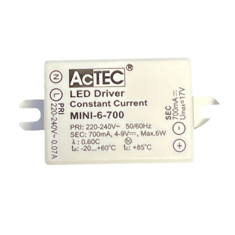 Mini Led Driver IP65 Corrente Costante 700mA 4V-9VDC 6W 48X38X21mm