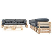 Set Divani da Giardino Pallet 6 pz con Cuscini Grigi in Legno 277504
