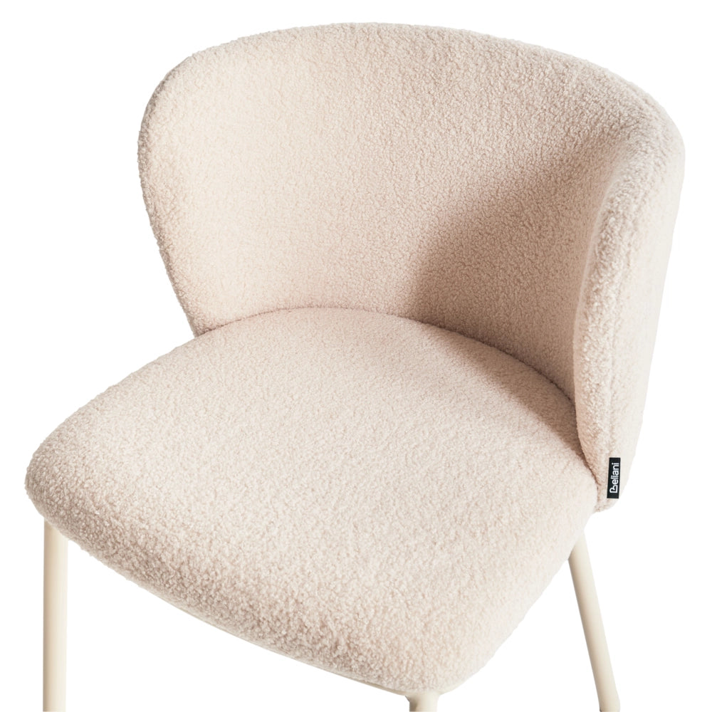 Set di 2 sedie da pranzo in tessuto boucle beige chiaro con schienale curvo senza braccioli