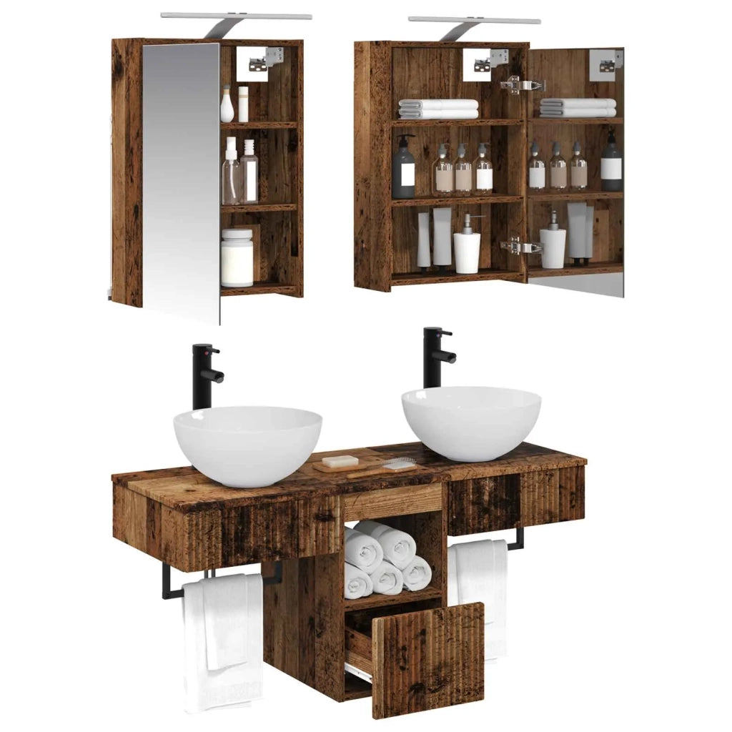 Set di Armadi da Bagno 5 pcs Legno antico 43 x 16 x 62,5 cm 3406285
