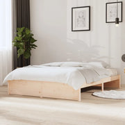 Giroletto senza Materasso-Struttura Letto Ambrato in Legno Massello 140x200 cm 232968