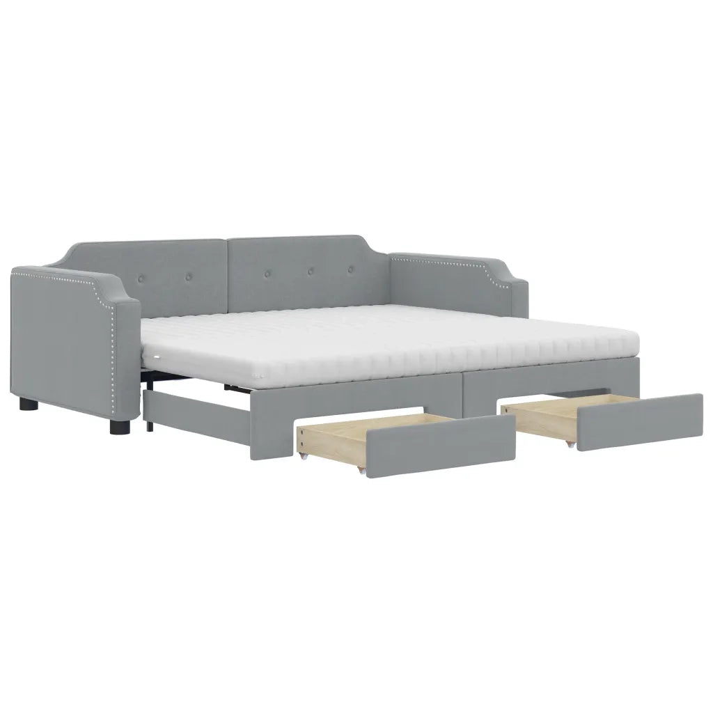 vidaXL Divano Letto Estraibile Cassetti Grigio Chiaro 100x200 Tessuto