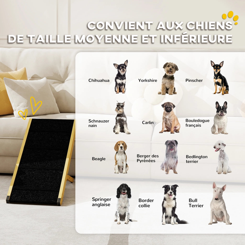 Rampa per Cani Pieghevole in Legno ¨C Zephmum ¨C Naturale 83.5x35x47.5 cm