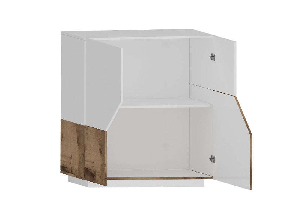 Credenza 2 Ante 79,5x43x86 cm Alien Bianco Lucido e Acero Pereira