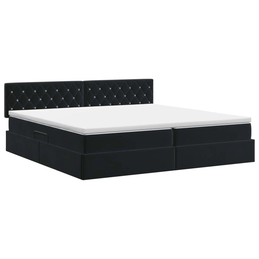 Letto con Contenitore con testiera Nero 200 x 200 cm Velluto 3458771
