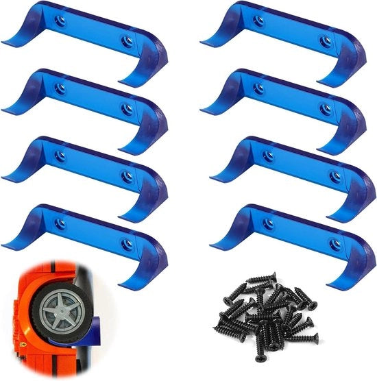 Display per Auto in Blu - 8 Pezzi - Modello Verticale - Stabile - Custodia per Auto - Collezione di Auto - Amanti di Auto - Viti