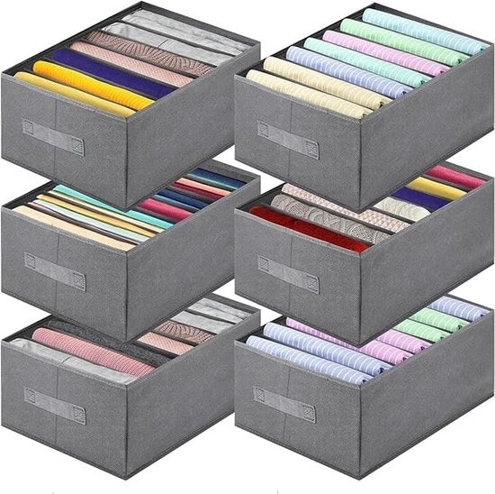 Set di 6 contenitori di stoccaggio a pile per armadio con maniglie