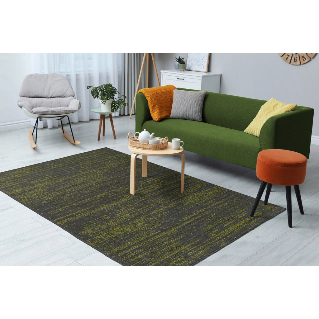 Tappeto Kalea 100 in ciniglia verde effetto used 80x150 cm