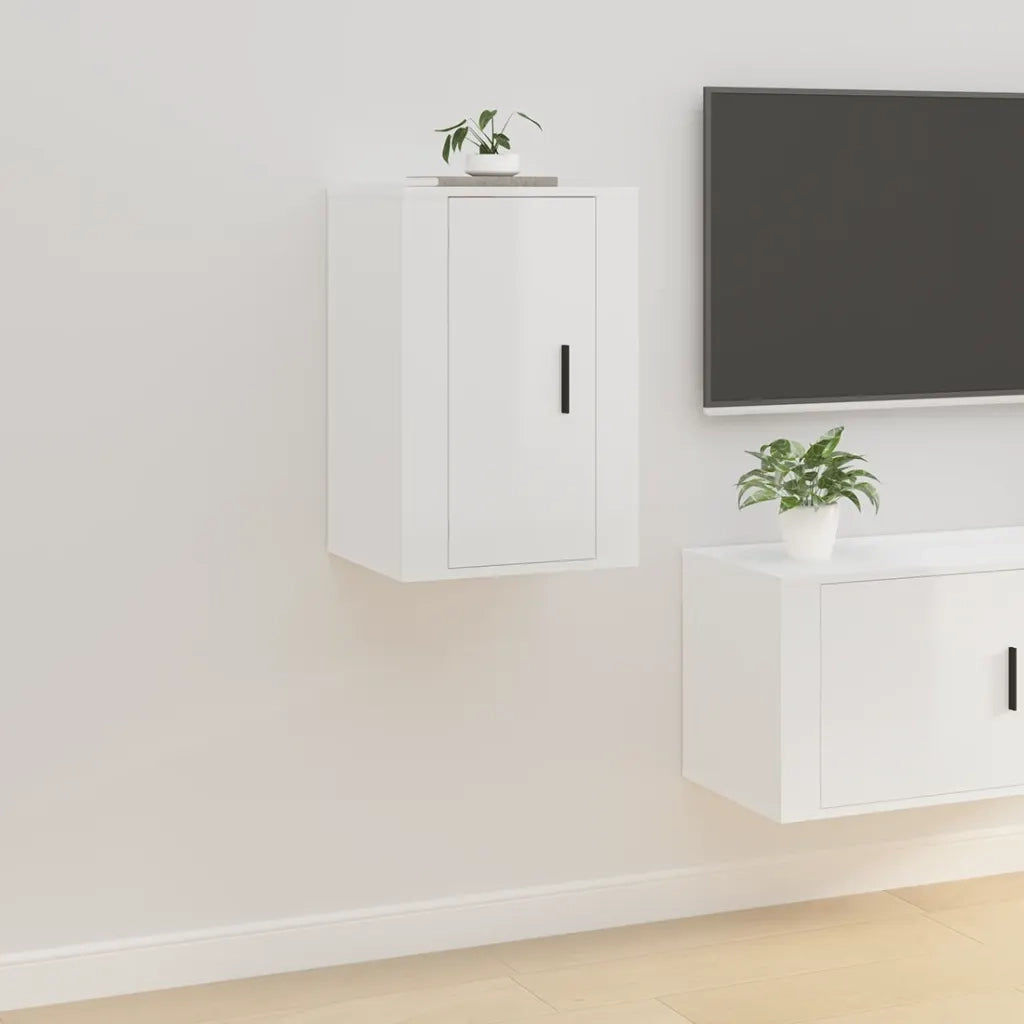 Mobili Porta TV a Parete 2 pz Bianco Lucido 40x34,5x60 cm 816661