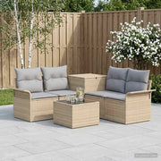 Set di divani 6 pz 4-Numero di posti Beige e Grigio Chiaro 3447091