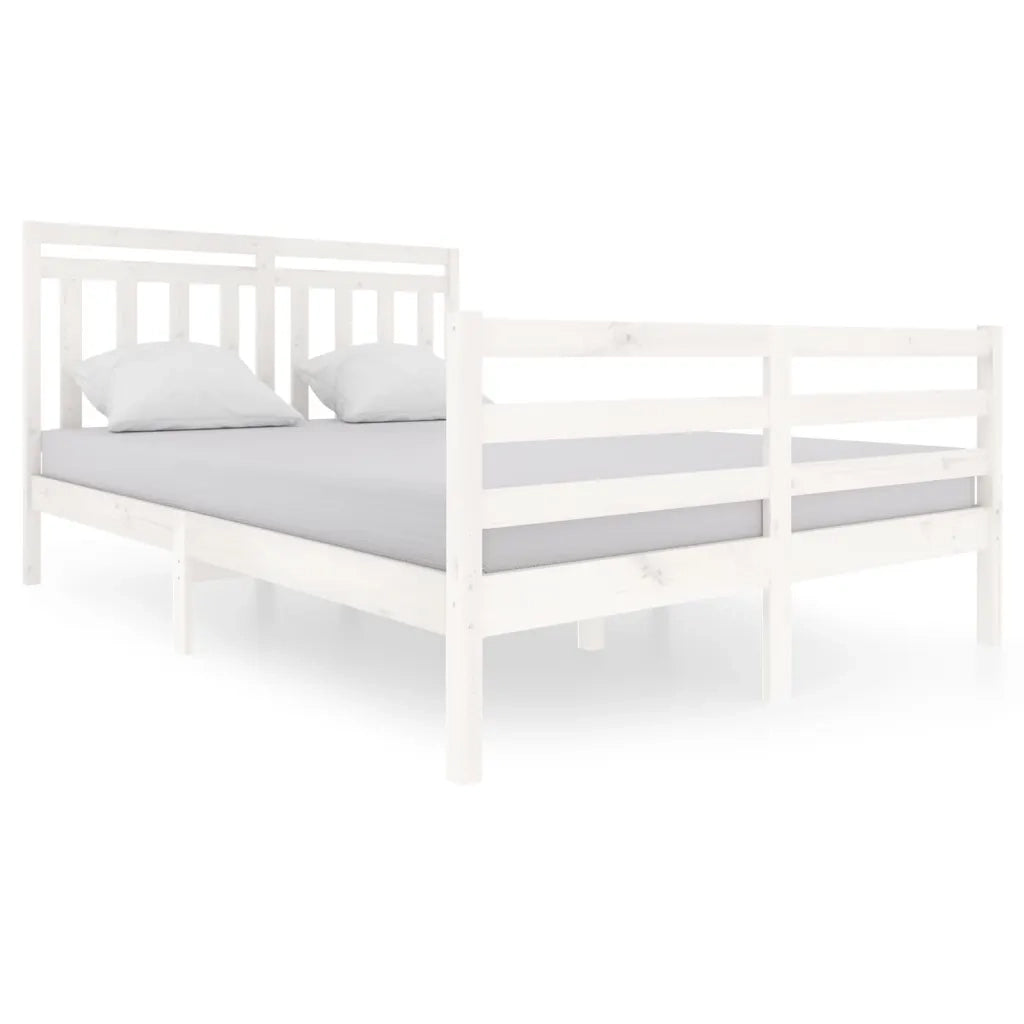 Giroletto-Struttura Letto Bianco in Legno Massello 140x200 cm 819202