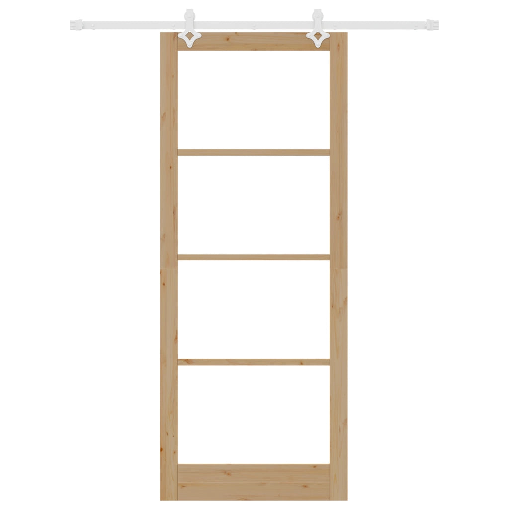 Set di Porte Scorrevoli  con Set Hardware 93x232 cm in Legno Massello di Pino