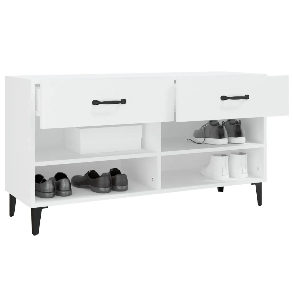 Scarpiera-Scaffale per scarpe Bianca 102x35x55 cm in Legno Multistrato 217873