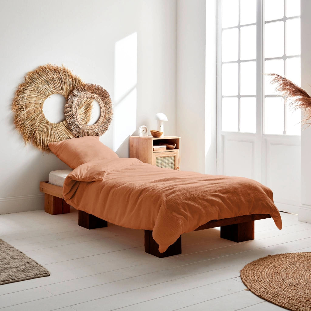 Set biancheria da letto in cotone terracotta