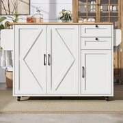 Carrello da cucina 120x43.2x92 cm pieghevole con ruote bloccabili in MDF bianco