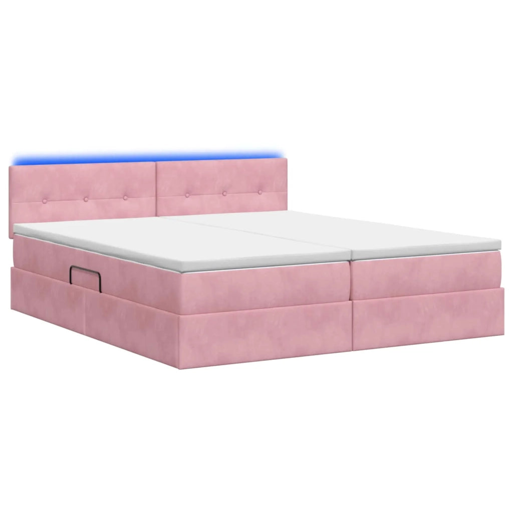 Letto con contenitore LED e materasso Rosa 180 x 200 cm Velluto 3459389