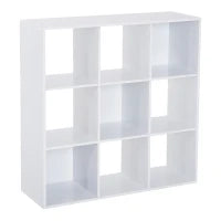 Libreria Bianca per Casa e Ufficio, Scaffale dal Design Moderno con 9 Scomparti in Legno, 91x29.5x91cm