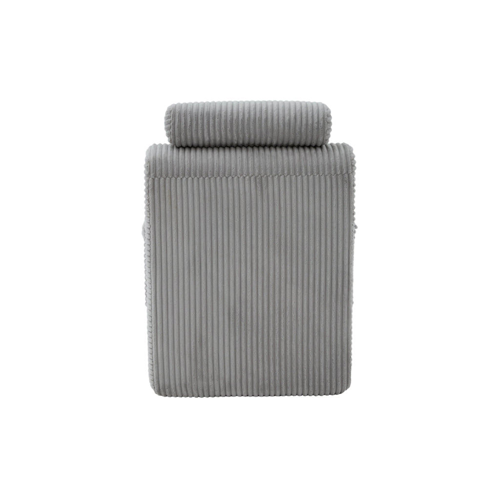 Poltrona singola ergonomica in velluto a coste grigio chiaro; 160x66x90 cm