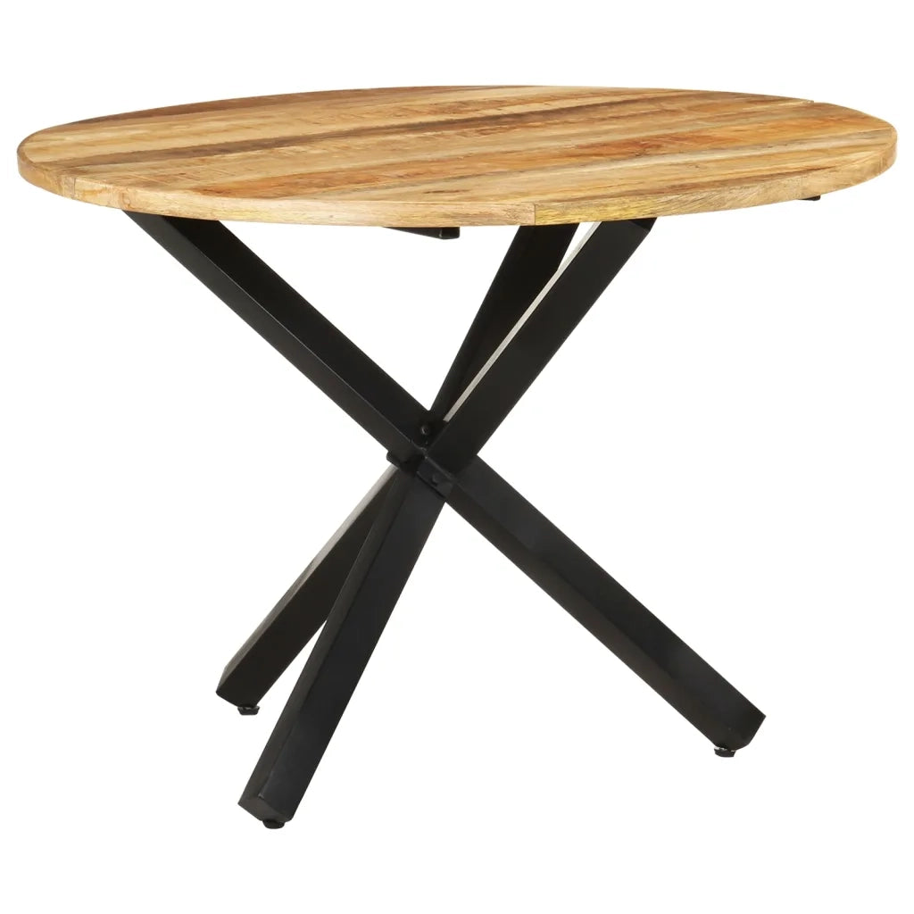 Tavolo da Pranzo Rotondo 100x100x75 cm Massello di Mango Grezzo 321681