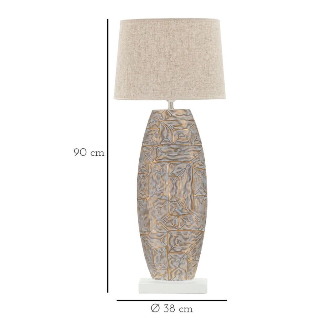 Lampada da Tavolo VKH164, Beige, Poliresina, 38x38x90 cm