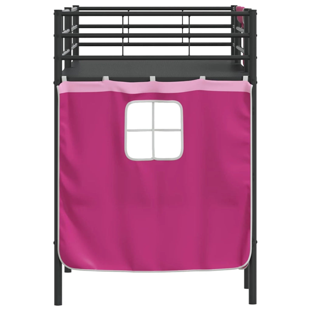 Struttura del Letto Loft per Bambini con Tendine Nero e rosa 42020805