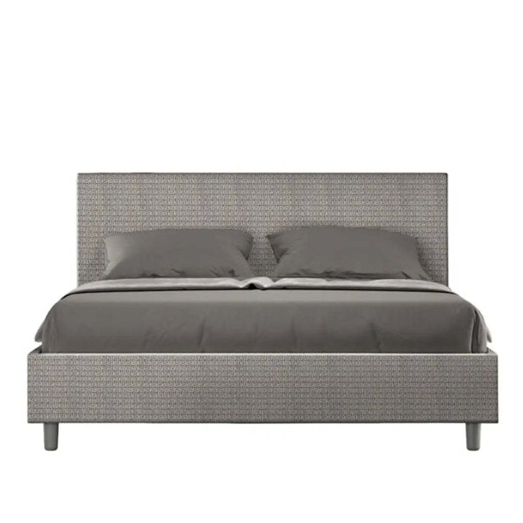 Letto matrimoniale contenitore imbottito 160x210 tessuto Labirinto 2 grigio Adele