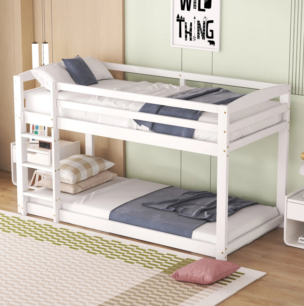 Letto a castello 90x200 cm salvaspazio; legno; bianco