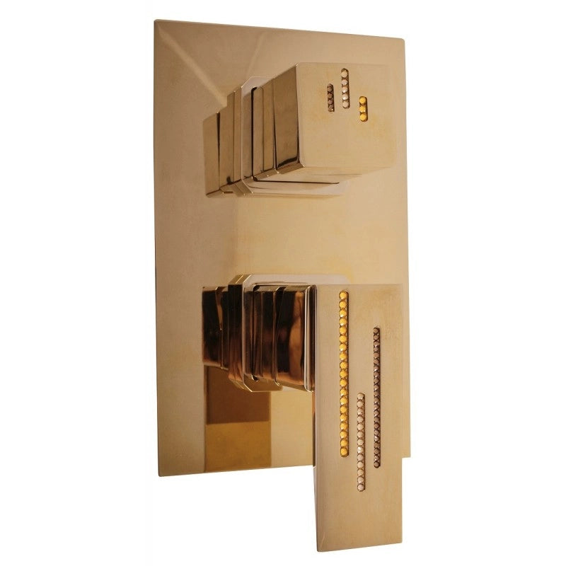 Miscelatore doccia incasso con deviatore ROYAL decorato con pietra in ottone cromato