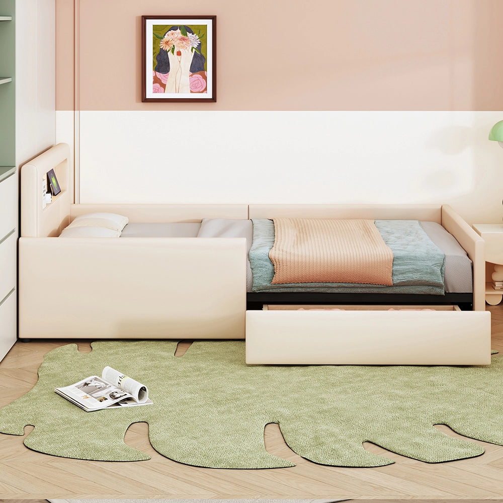 Letto con contenitore bambino 90x200 cm - Xylo - Luce notturna USB scomparti