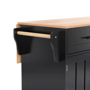 Carrello da cucina con 2 cassetti; 3 ante; piano ribaltabile; portaasciugamani e 5 ruote; in MDF; 129x46x91;5 cm