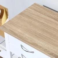 Carrello da Cucina con Ruote, Mobile da Cucina Salvaspazio in Legno Massiccio: 3 Cassetti, 3 Cestelli, 2 Portaspezie, 2 Ripiani, 92x37x82 cm