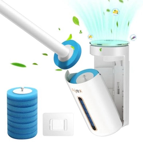 Set di spazzole per il water, spazzola per il water con opzetborstel sostituibile e pillole di aromaterapia, set di spazzole per il water con asta di sostegno e prodotto di pulizia, spazzola per il water per bagno e sanitario