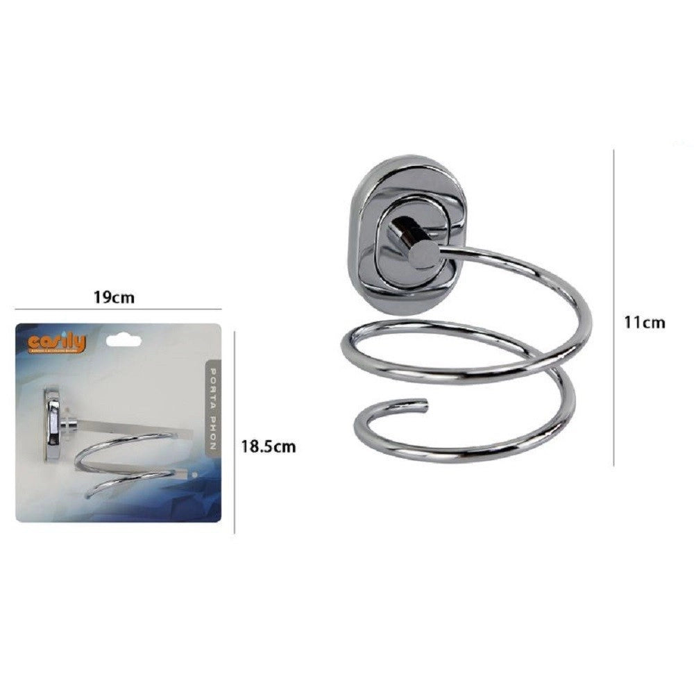 Trade Shop - Porta Phon Asciugacapelli Bagno Fissaggio A Muro Parete Supporto Moderno 59110 -