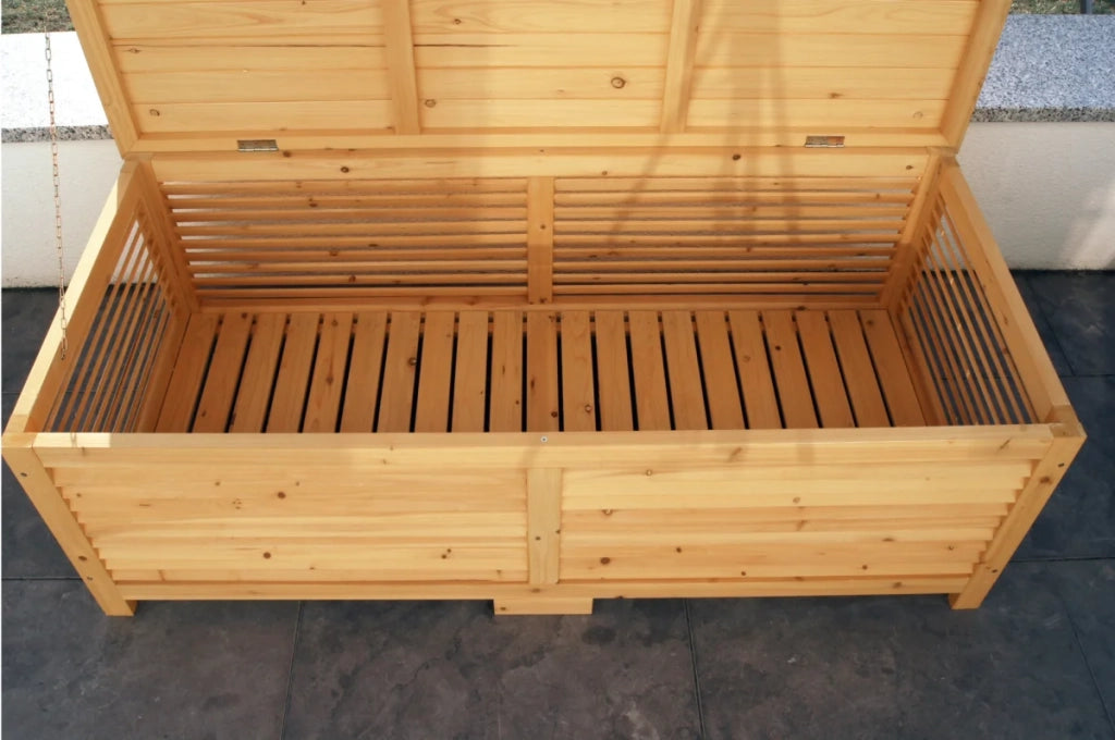 Scatola per cuscini, scatola per cuscini, scatola da giardino, baule da giardino, baule di legno