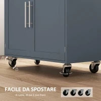 Carrello da Cucina in Legno con Cassetto, Portaspezie e Armadietto, 109x40x89 cm, Grigio e Color Legno