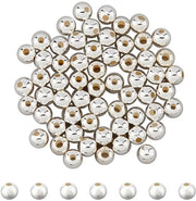 Bolle di alluminio rotonde - Sieramenti - Argento sterling 925 - Piccole goccie - Ideali per bracciali DIY - 60 pezzi