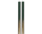 Set di 2 candele in verde mosaico e oro, 25 cm di lunghezza, 10 ore di durata della fiamma