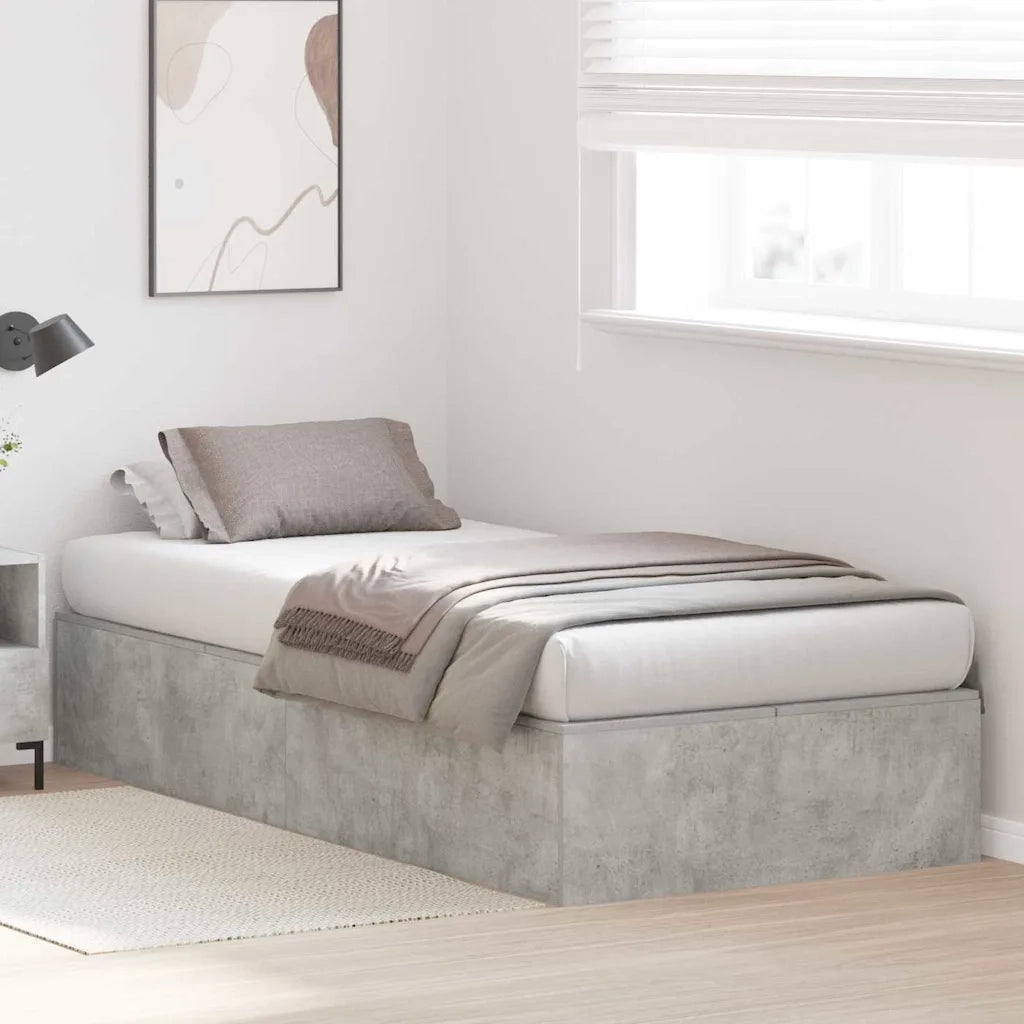 Struttura letto con contenitore-Giroletto con contenitore Grigio cemento 100 x 200 cm