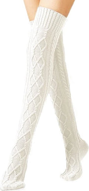 Sokke per donna invernali fino al ginocchio, calze termiche per donna in lana, calze per stivali termiche per donna, 1 coppia, calze per ginocchio caldo - Bianco - 75cm