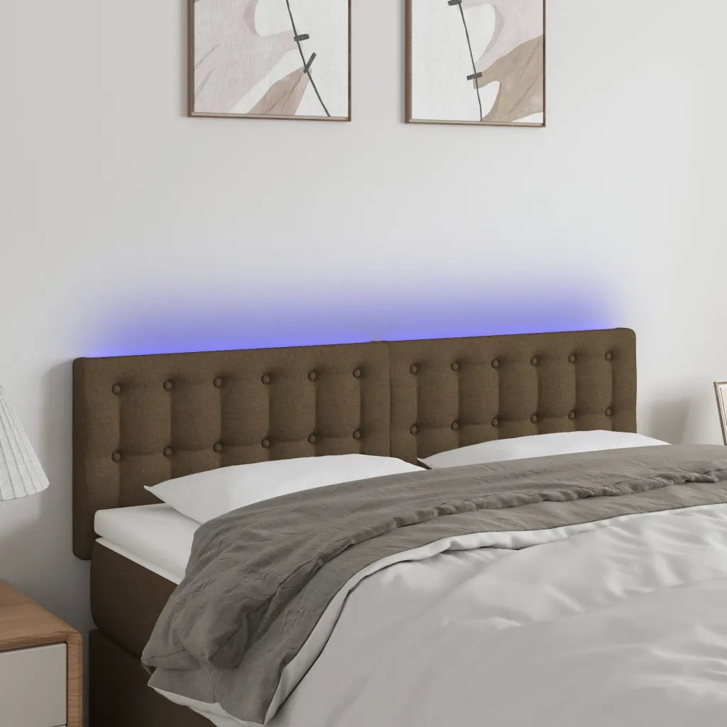 Testiera | Testata a LED Marrone Scuro 144x5x78/88 cm in Tessuto